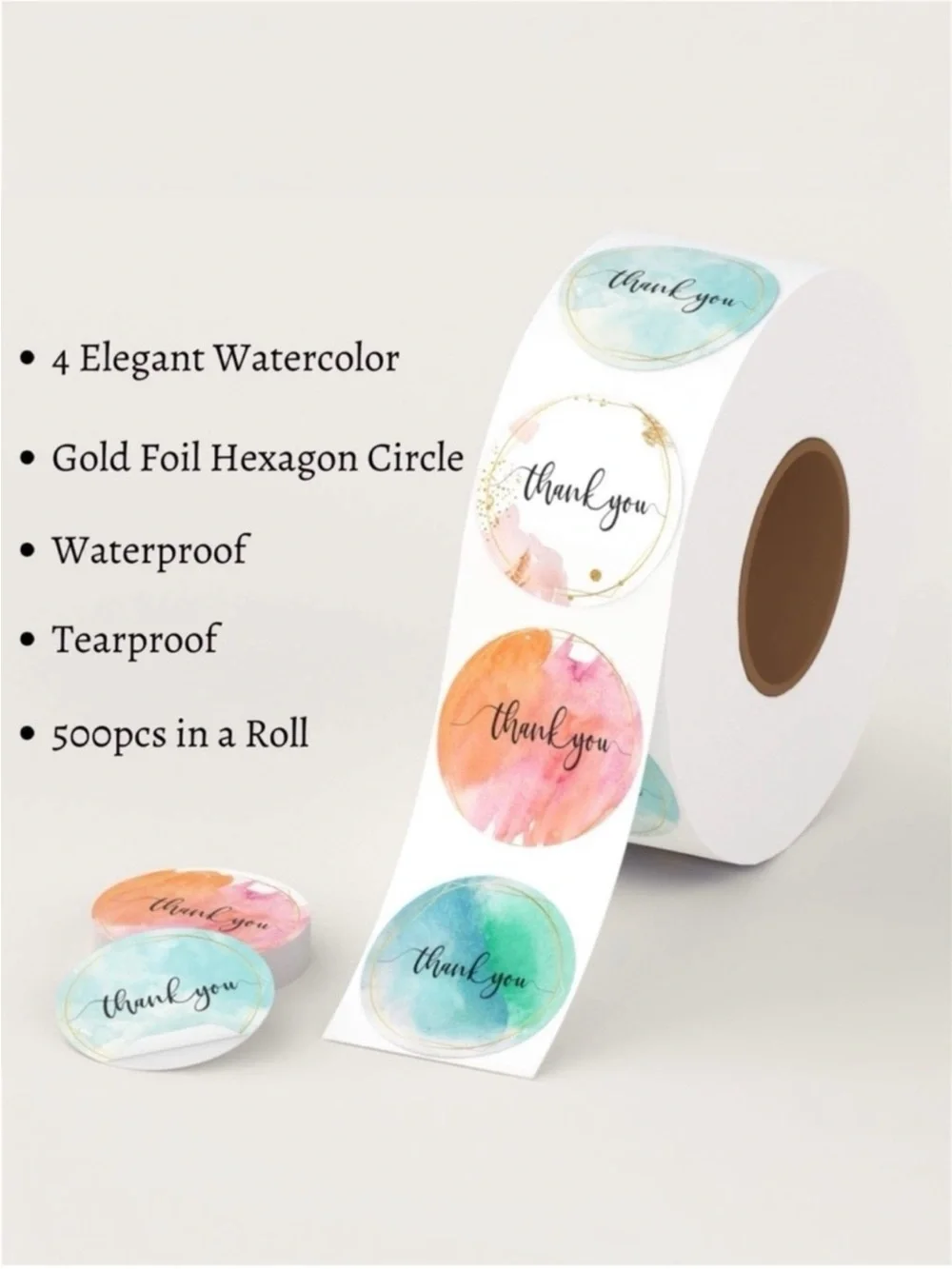 500 Thank You Stickers Roll 1” Round Packaging Labels Small Business NWT